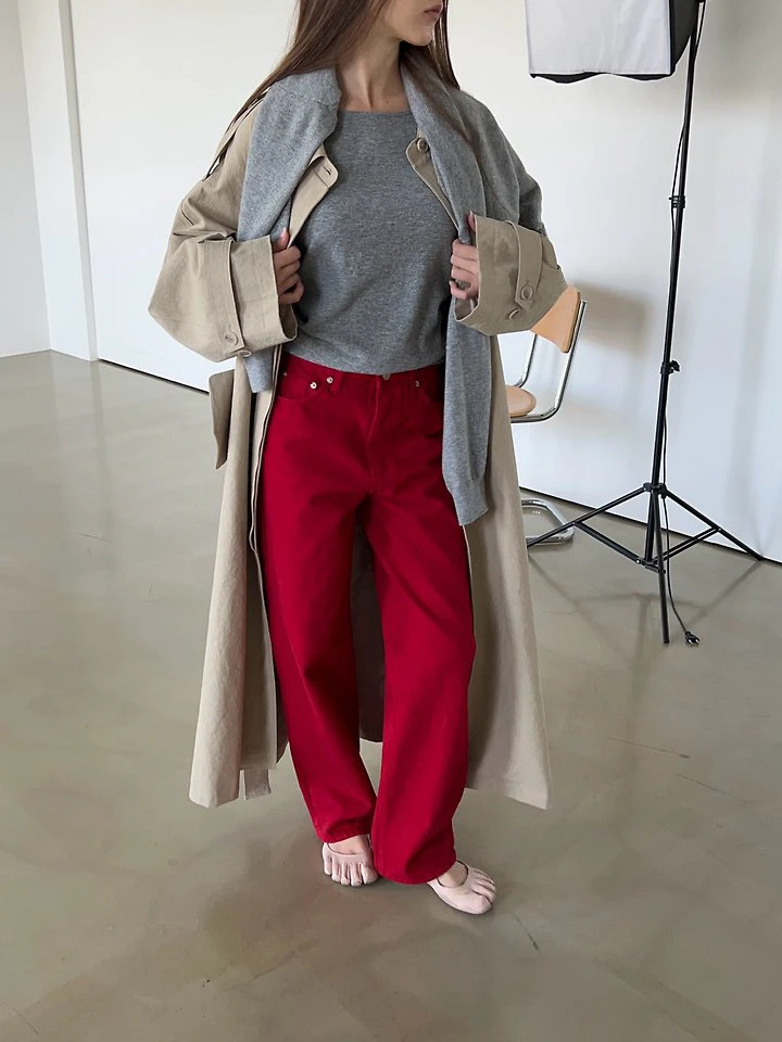 Red Dyeing Denim Pants by Another Avenue for Women - view 11