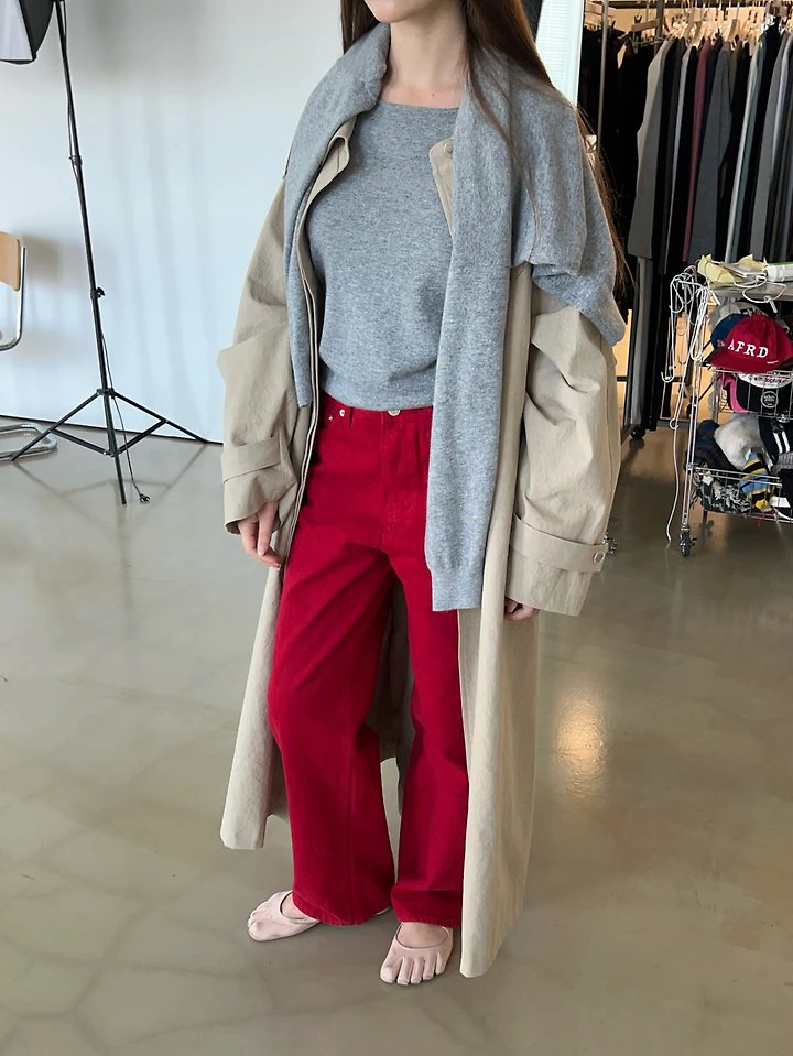 Red Dyeing Denim Pants by Another Avenue for Women - view 9