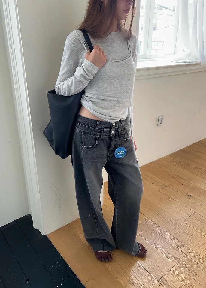 Double Waistband Denim Pants by Another Avenue for Women - view 9