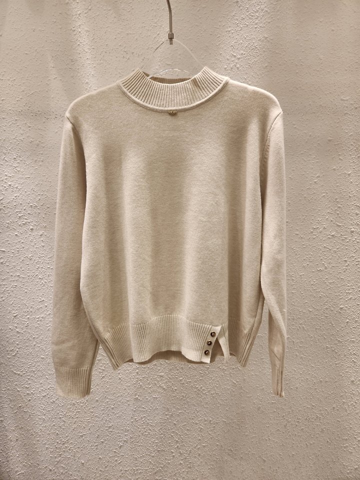 Slit Button Half Mock Neck Knit by Another Plan for Women - view 2