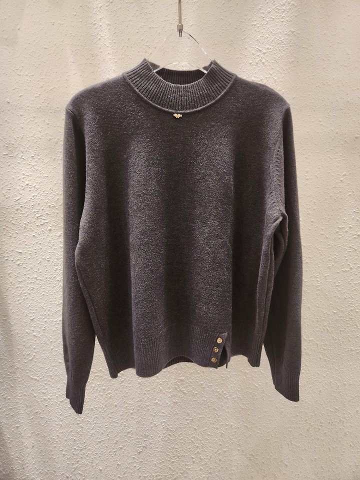 Slit Button Half Mock Neck Knit by Another Plan for Women - view 4