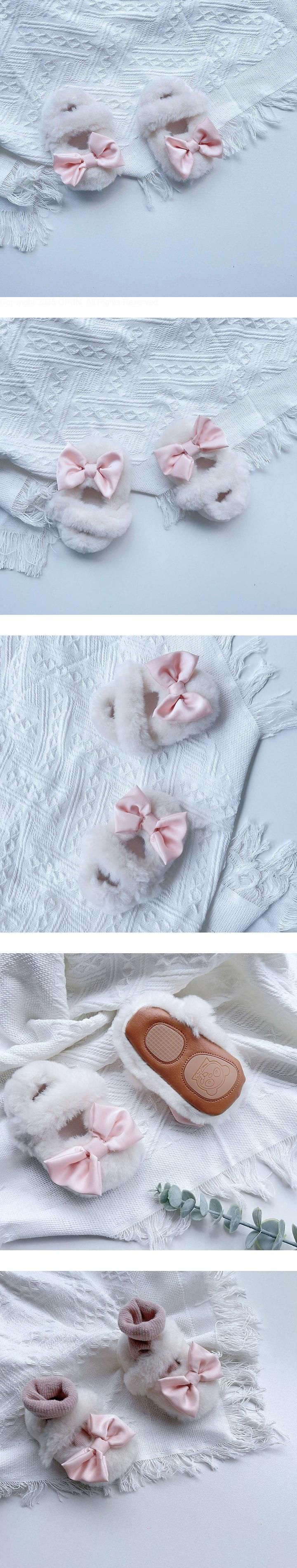 Mini Fleece Big Ribbon Fluffy Shoes by Ante J for Child - view 1