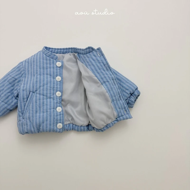 High Striped Padded Jacket by Aou Studio for Child - view 12