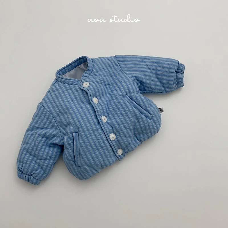 High Striped Padded Jacket by Aou Studio for Child - view 4