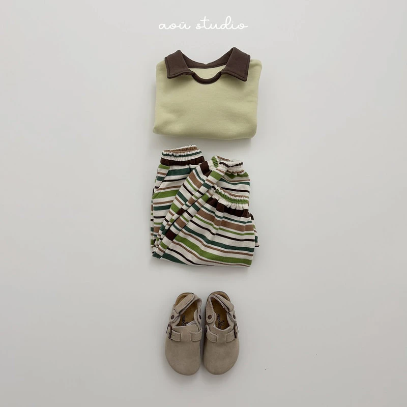 Mozzi Striped Jogger Pants by Aou Studio for Child - view 9