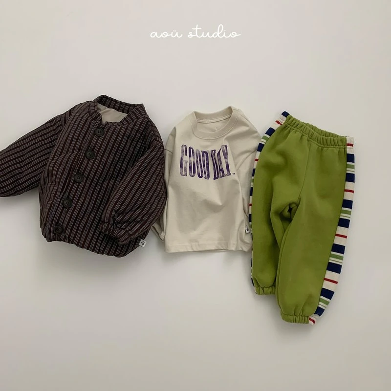 High Striped Padded Jacket by Aou Studio for Child - view 6