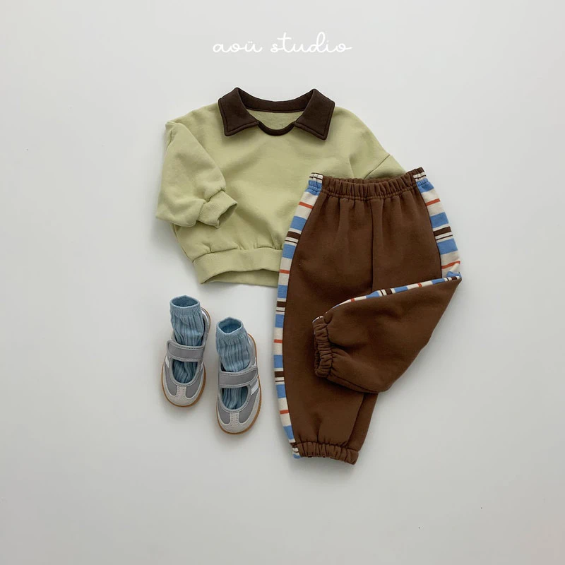 Holly Striped Jogger Pants by Aou Studio for Child - view 5