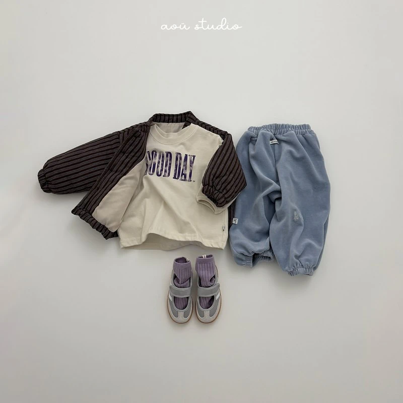 High Striped Padded Jacket by Aou Studio for Child - view 10