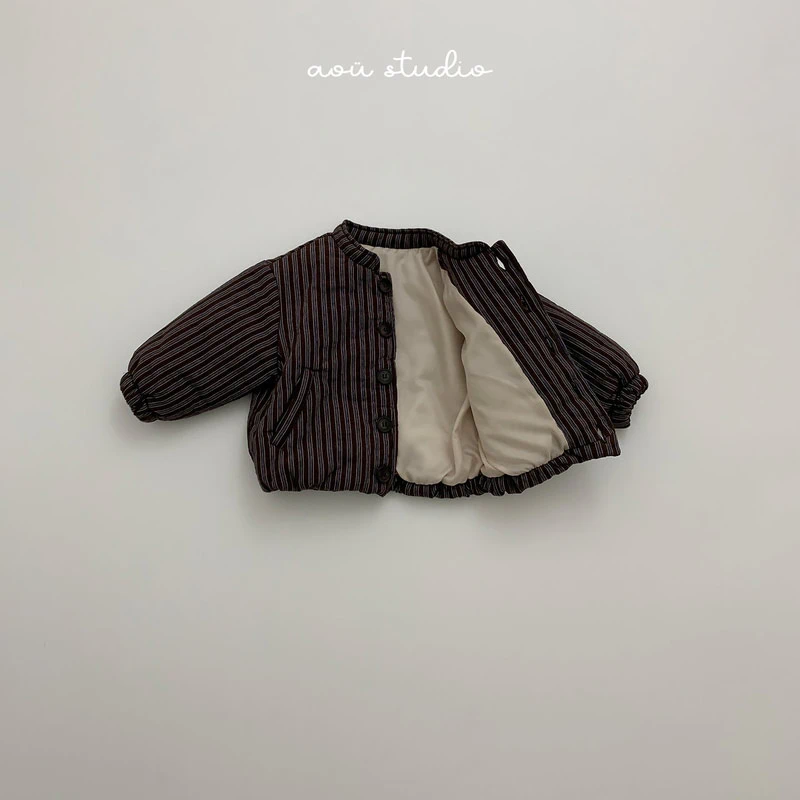 High Striped Padded Jacket by Aou Studio for Child - view 11