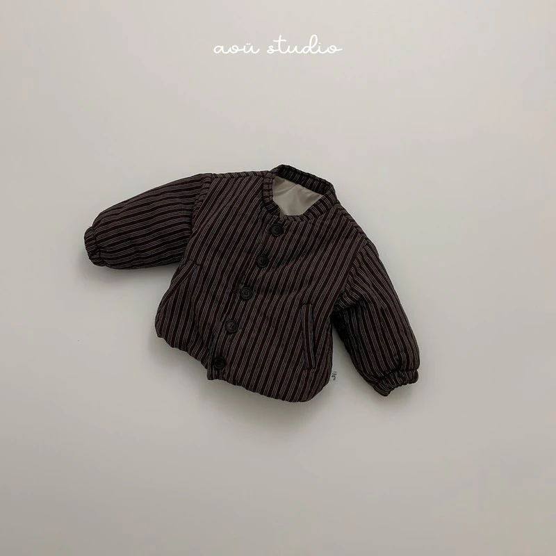 High Striped Padded Jacket by Aou Studio for Child - view 3