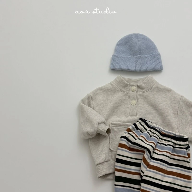 Mozzi Striped Jogger Pants by Aou Studio for Child - view 6