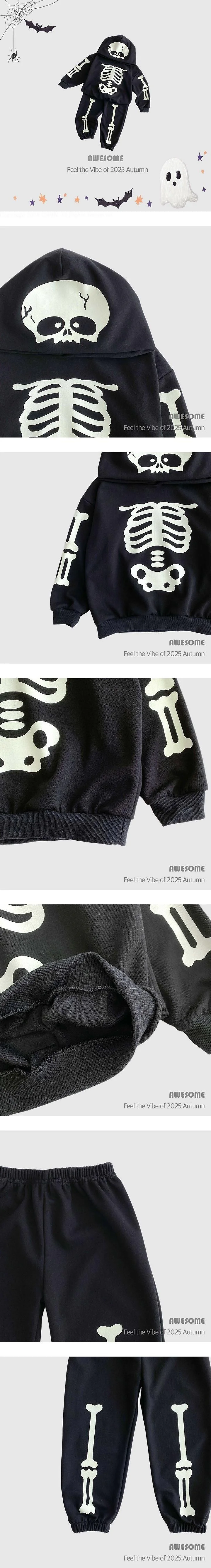 Luminous Skull Hood Top & Bottom Set by Awesome Bebe for Child - view 1