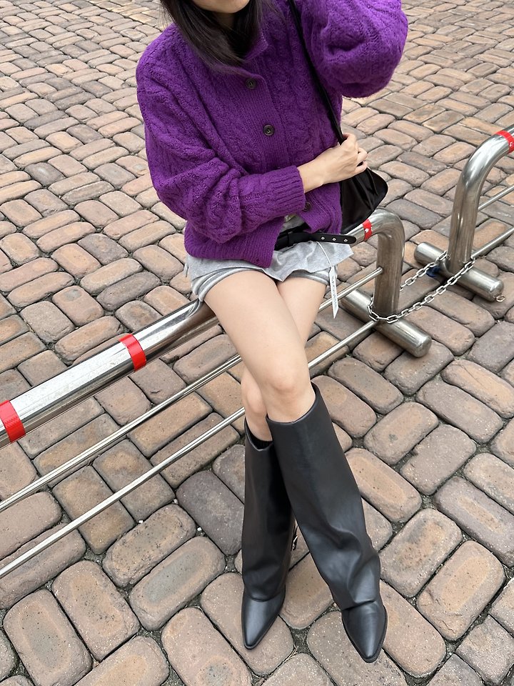 Cable High Neck Cardigan by Baguette for Women - view 4