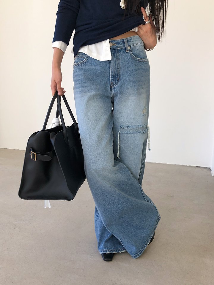 Pepper Wide Denim Pants by Baguette for Women - view 2