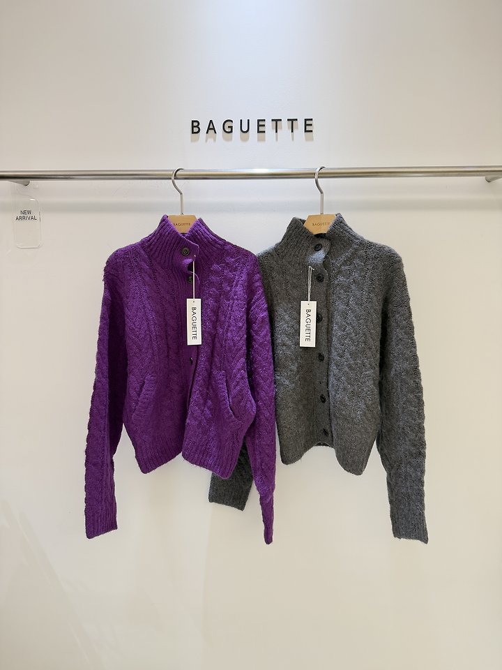 Cable High Neck Cardigan by Baguette for Women - view 12