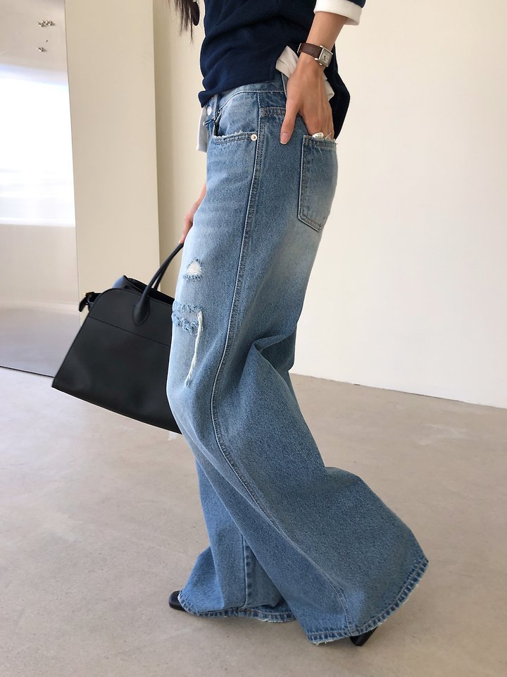 Pepper Wide Denim Pants by Baguette for Women - view 3