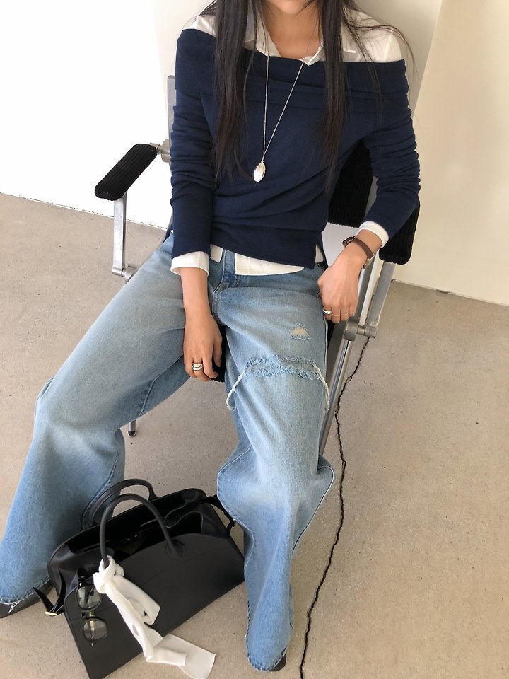 Pepper Wide Denim Pants by Baguette for Women - view 6