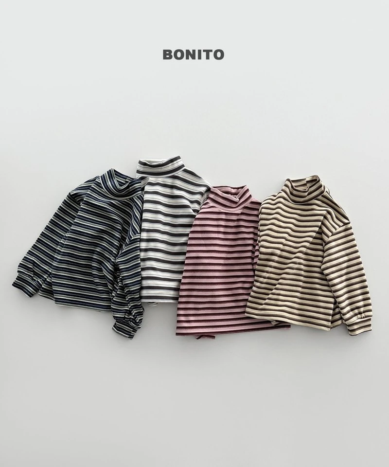 Retro Loose Striped Mock Neck Tee by Bonito for Child - view 3