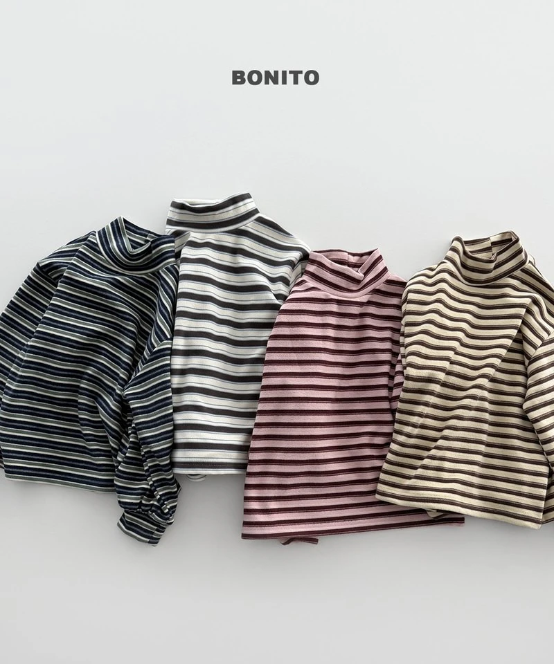 Retro Loose Striped Mock Neck Tee by Bonito for Child - view 4
