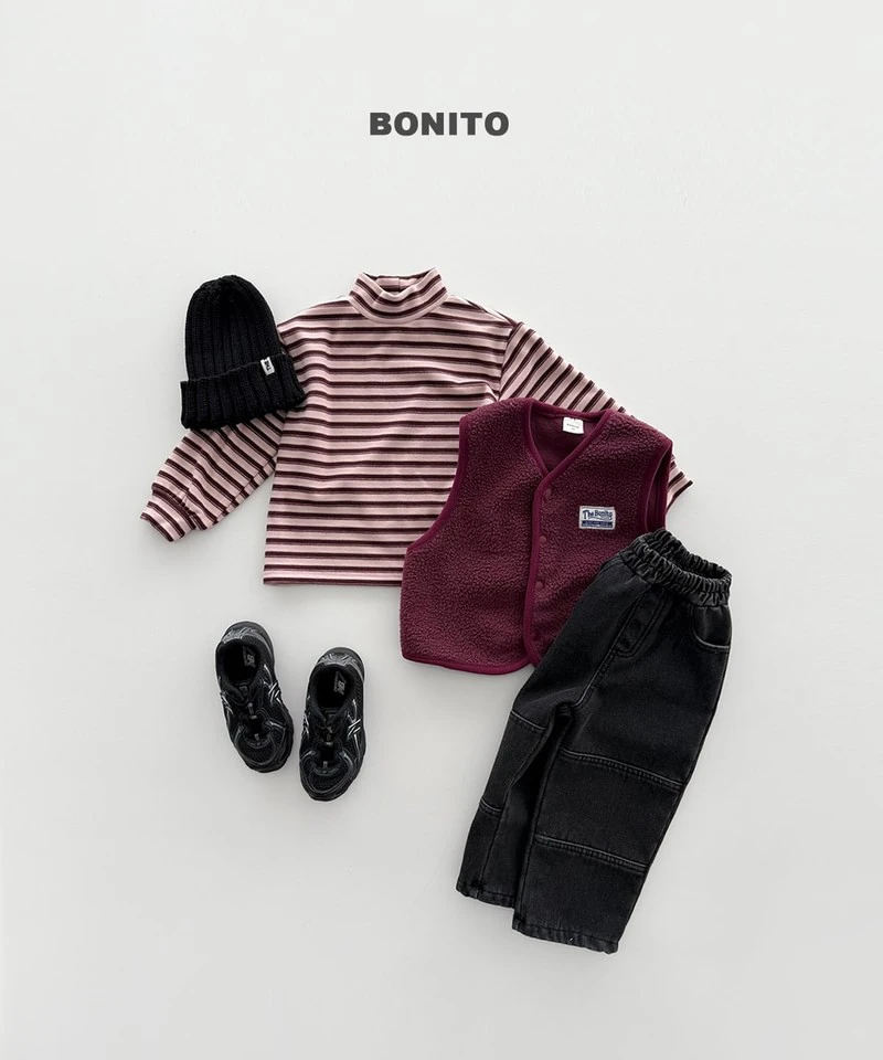 Retro Loose Striped Mock Neck Tee by Bonito for Child - view 9
