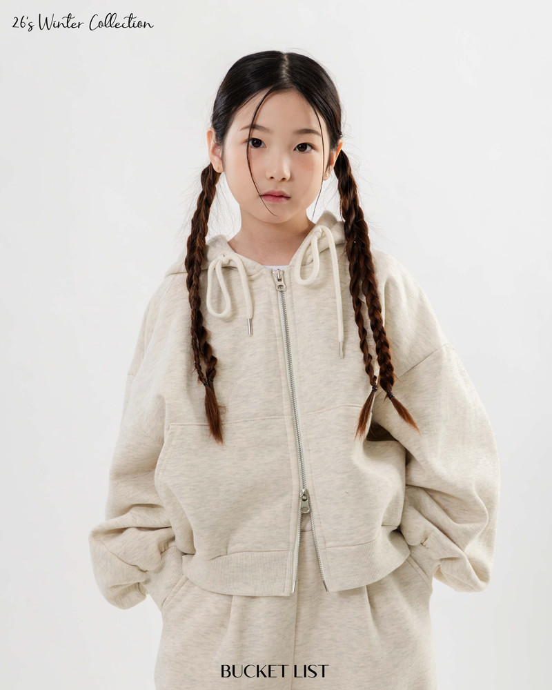 Fleeced Crop Hooded Zip-Up by Bucket List for Child - view 2