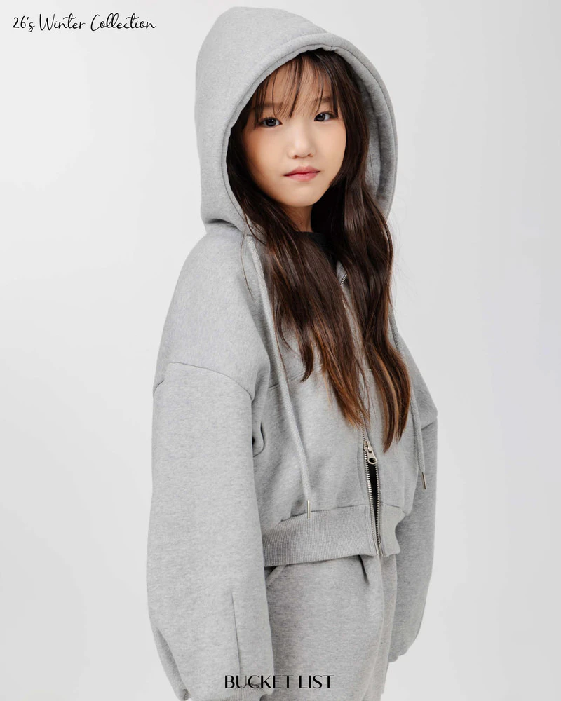 Fleeced Crop Hooded Zip-Up by Bucket List for Child - view 3