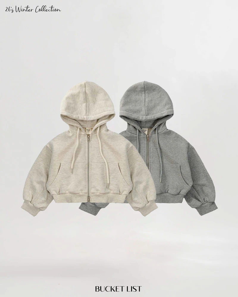 Fleeced Crop Hooded Zip-Up by Bucket List for Child - view 1