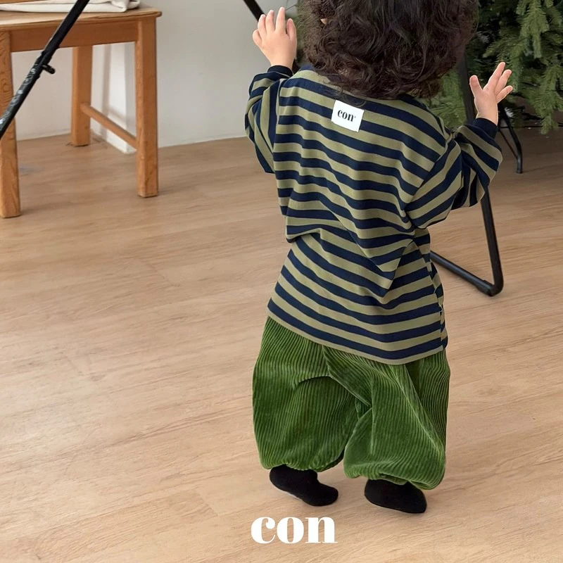 Pudding Stripe Oversized Tee by Con for Baby - view 3