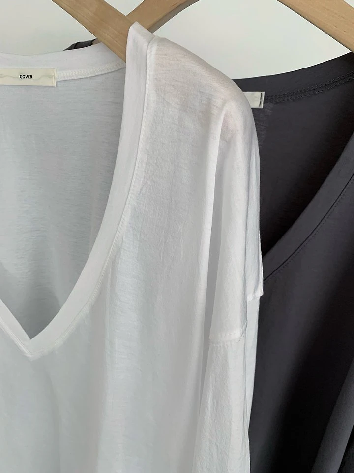 Deep V-Neck Silket Sweatshirt by Cover for Women - view 7