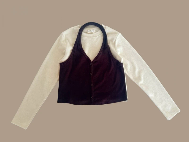 Mongsil Peach Halter Cardigan Tee by Dore Dore for Child - view 5