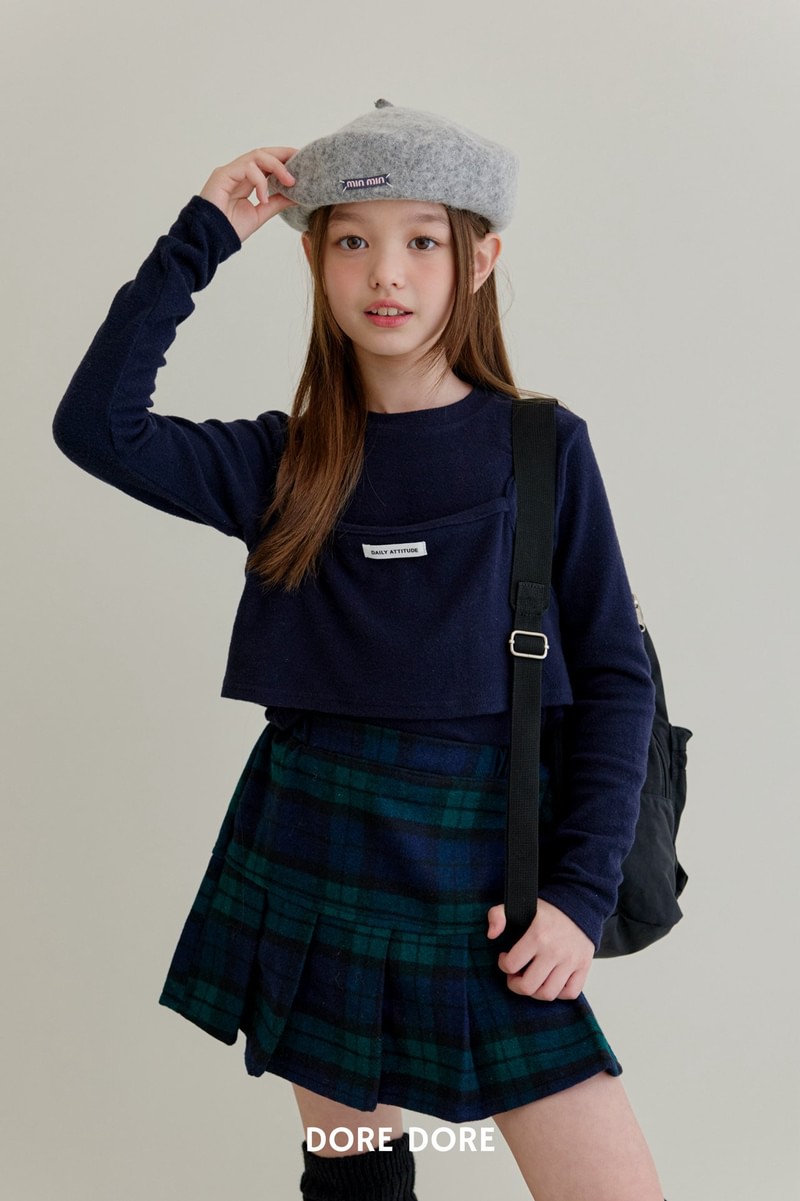 Woolen Check Pleated Skirt Pants by Dore Dore for Child - view 1
