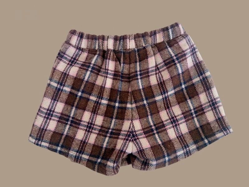 Velour Woolen Check Shorts by Dore Dore for Child - view 4