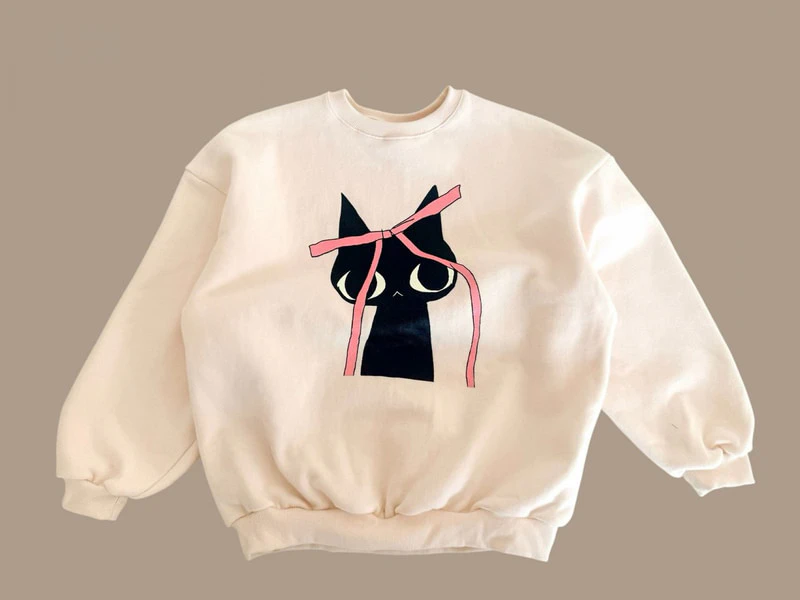 Double Fleece Ribbon Cat Sweatshirt by Dore Dore for Child - view 3