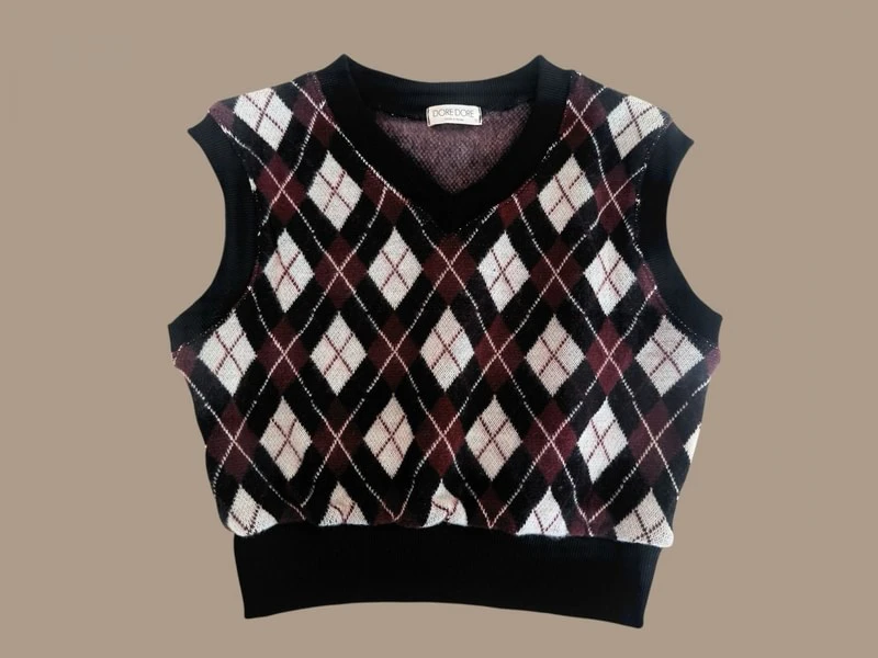 Fleece Argyle Vest by Dore Dore for Child - view 3