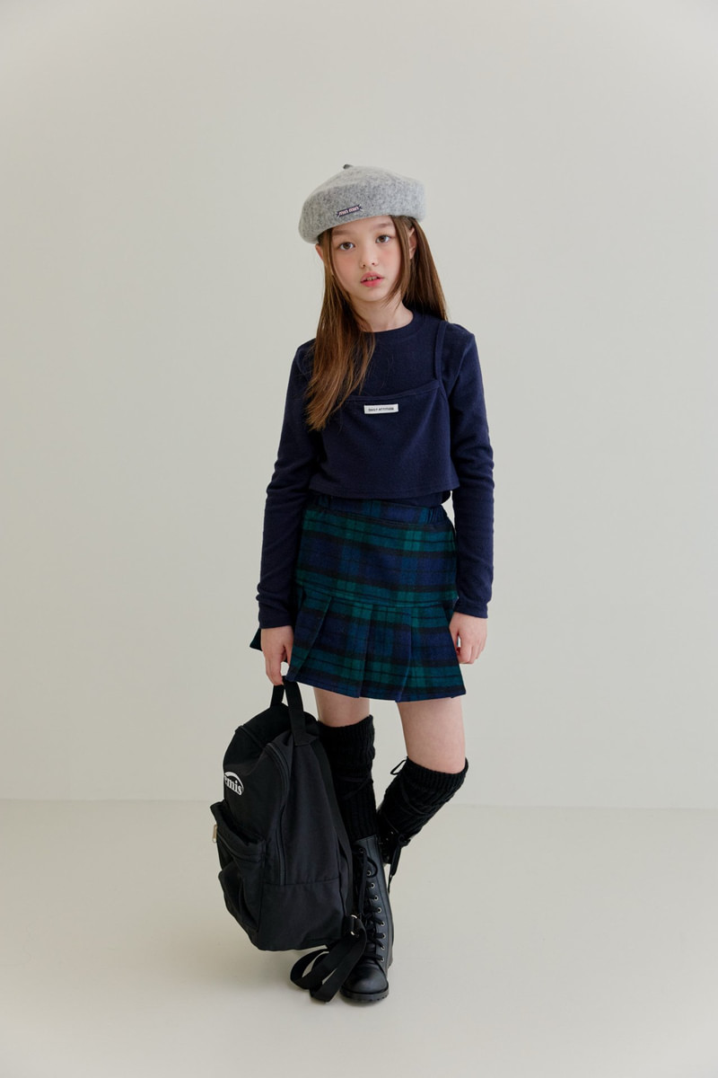 Woolen Check Pleated Skirt Pants by Dore Dore for Child - view 10
