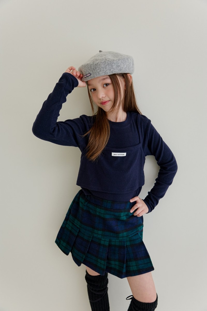 Woolen Check Pleated Skirt Pants by Dore Dore for Child - view 12