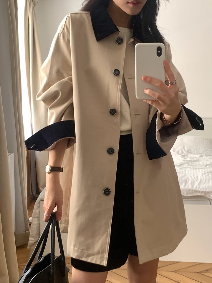 Corduroy Trench Coat by Dress Room for Women - view 1