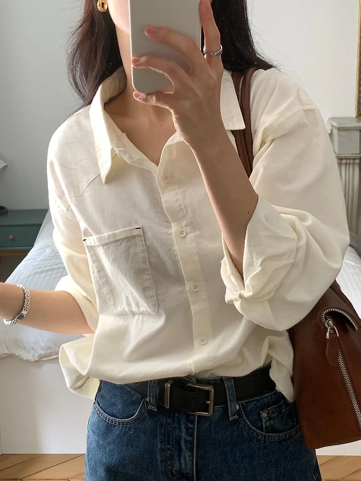 Thin Corduroy Shirt by Dress Room for Women - view 4