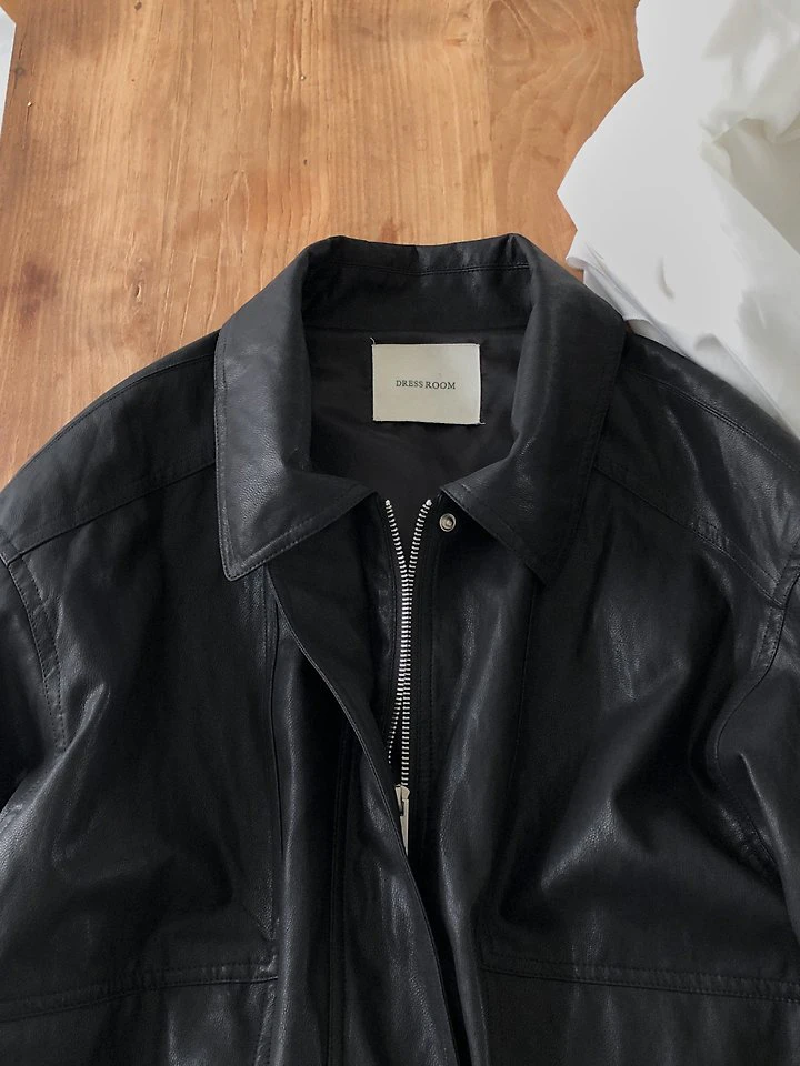 Sandy Leather Blouson Jacket by Dress Room for Women - view 12
