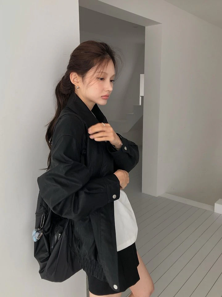Sandy Leather Blouson Jacket by Dress Room for Women - view 8