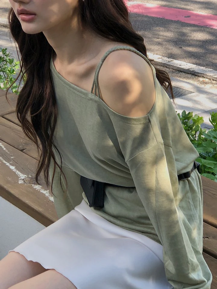 Rib Off-Shoulder Tee by Dress Room for Women - view 11