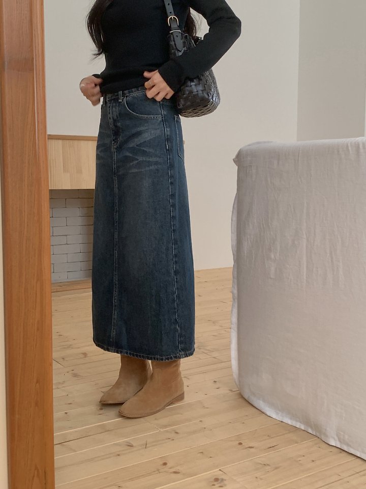 Washed Denim Skirt by Dress Room for Women - view 4