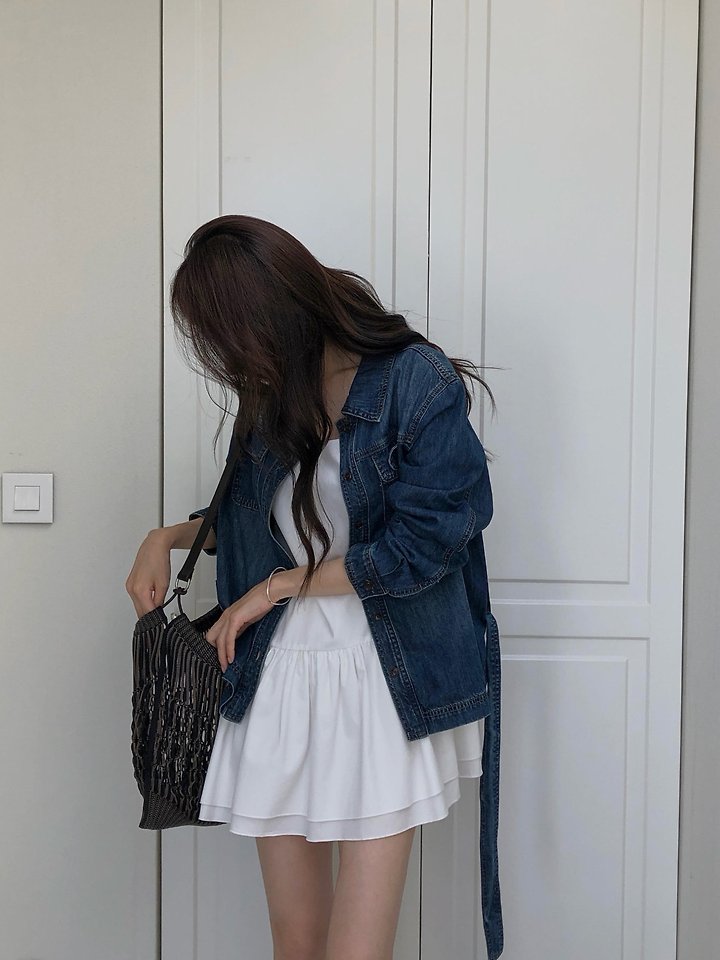 Belted Denim Jacket by Dress Room for Women - view 5