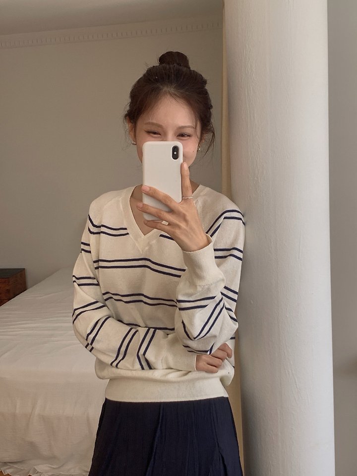 V-Neck Stripe Knit by Dress Room for Women - view 4