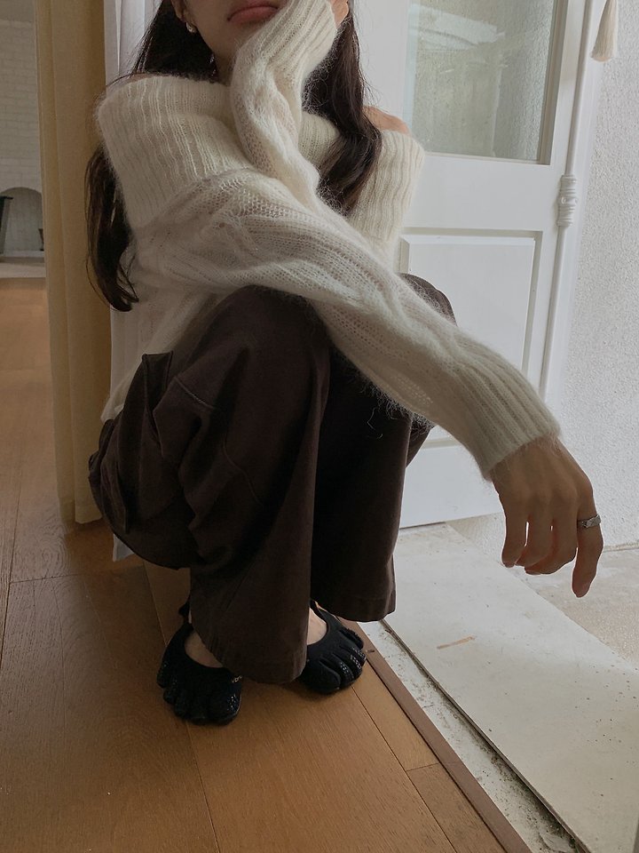 Cable Wool Off-Shoulder Knit by Dress Room for Women - view 1