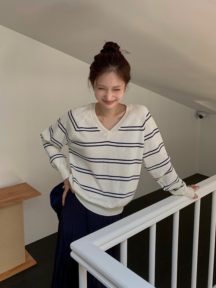 V-Neck Stripe Knit by Dress Room for Women - view 5