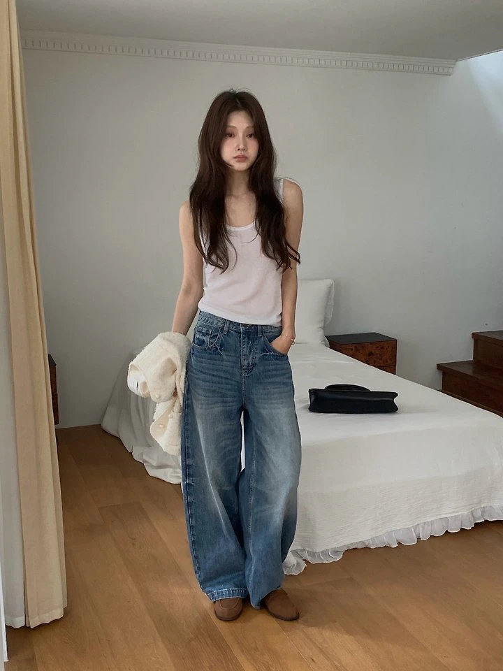 Raw Washed Denim Pants by Dress Room for Women - view 5