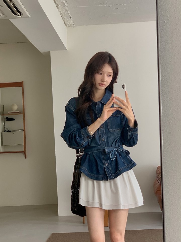 Belted Denim Jacket by Dress Room for Women - view 1