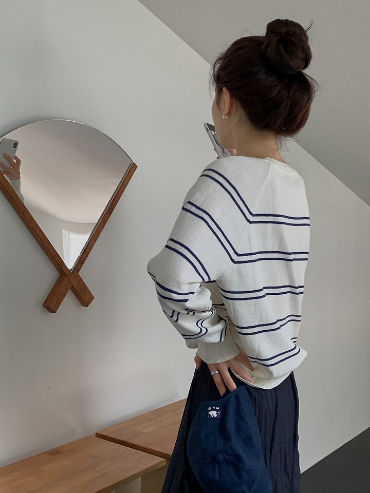 V-Neck Stripe Knit by Dress Room for Women - view 6