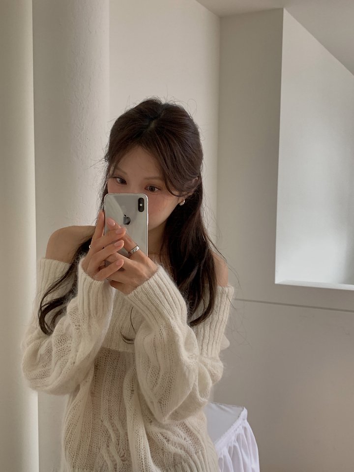 Cable Wool Off-Shoulder Knit by Dress Room for Women - view 3